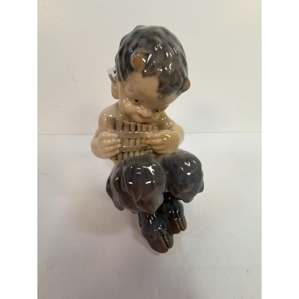 Royal Copenhagen Faun Playing Pan Flute Porcelain Figurine Model 1736